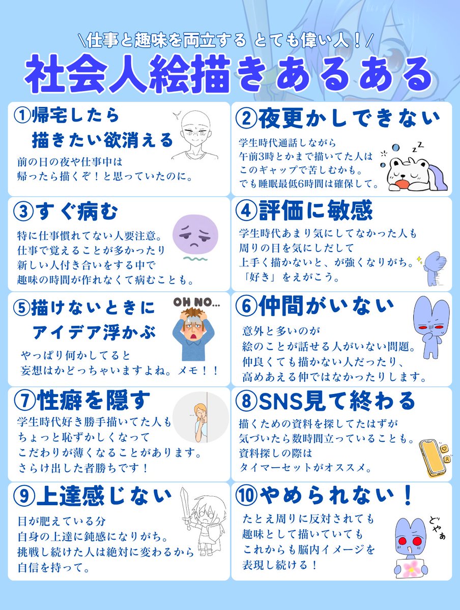 manapon716's tweet photo. 社会人絵描きあるある🎨
①帰宅したら描きたい欲消える
②夜ふかしできない
・
・ https://t.co/1lP1E2J5oF
