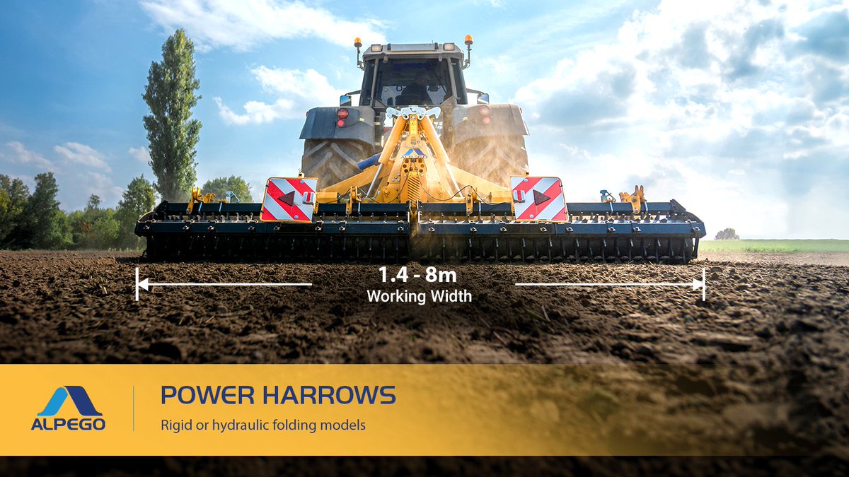 OPICOag's tweet photo. When conditions are tough, @AlpegoUK Power Harrows get the job done 🦾

🟡 Rigid or hydraulic folding models
🟡 4 rotors per meter producing a fine tilth
🟡 1.4m to 8m working widths

💻 Find out more today!
https://t.co/N1f4AmgDCO

#OPICO #Alpego #PowerHarrows https://t.co/nq5uCZtyIQ