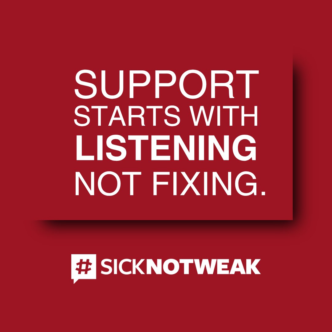 SickNotWeak's tweet photo. Sometimes people say things because they want to help.

But good intentions don't always make the words helpful.

“You seem fine.”

“Just focus on the positive.”

Sometimes you don't need someone to fix it.

You need someone to listen.

#SickNotWeak #MIAW2026 https://t.co/wxklnmVZBU