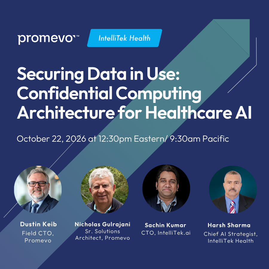 Promevo's tweet photo. AI pilots are easy. Production on real patient data is hard.

Two webinars with IntelliTek Health on closing that gap:
Oct 22: Protecting patient data while AI uses it
Oct 27: Turning AI adoption into real-world impact

✅ https://t.co/lxKud7NkgH
✅ https://t.co/e6R6Untymm

#AI https://t.co/Gg77aSz9Jn