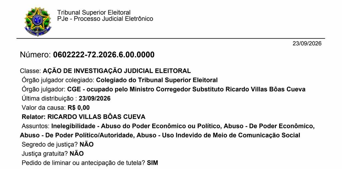 AnaliseGeopol's tweet photo. 🇧🇷 O Tribunal Superior Eleitoral (TSE) está analisando uma ação de investigação judicial eleitoral que denuncia uma possível intervenção nas eleições brasileiras. A chapa de Flávio Bolsonaro é acusada de abuso de poder econômico ou político e uso indevido de comunicação social. https://t.co/l3jODEkxUw
