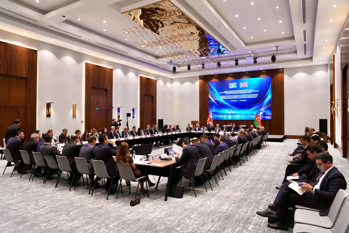 ParvizShahbazov's tweet photo. The 8th meeting of the Azerbaijan-UK Joint #IntergovernmentalCommission, held in Baku, concluded with significant outcomes. Four documents on #greenenergyconnectivity, #transport infrastructure and urban mobility were signed, and the #ActionPlan for 2026-2027, comprising more than 60 measures across 10 areas, was adopted. These outcomes make an important contribution to elevating Azerbaijan-UK relations to the level of a strategic partnership.