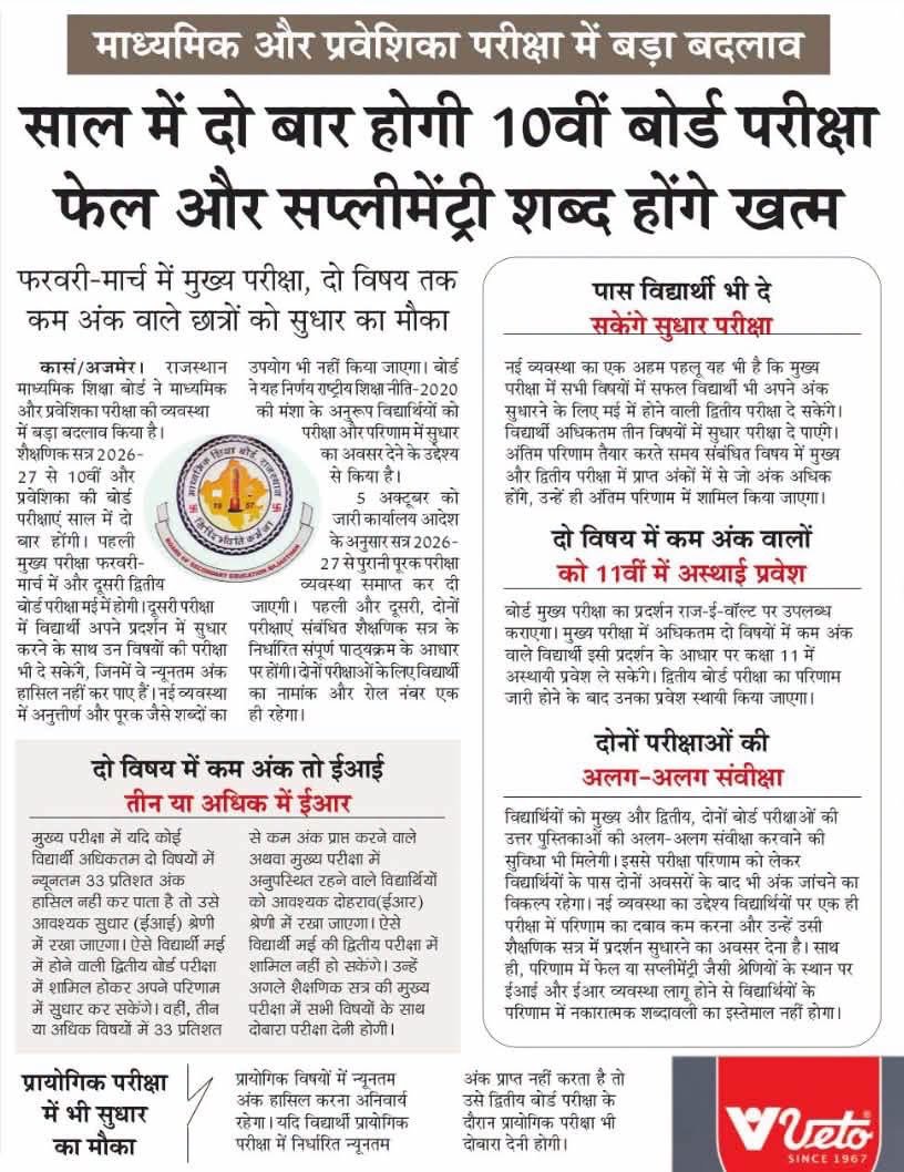 LabAssistantEdu's tweet photo. साल में दो बार होगी दसवी बोर्ड परीक्षा ✍️
 सप्लीमेंट्री शब्द होगा ख़त्म !! अब नहीं होगी सप्लीमेंट्री परीक्षा। https://t.co/zof5oxWEwm