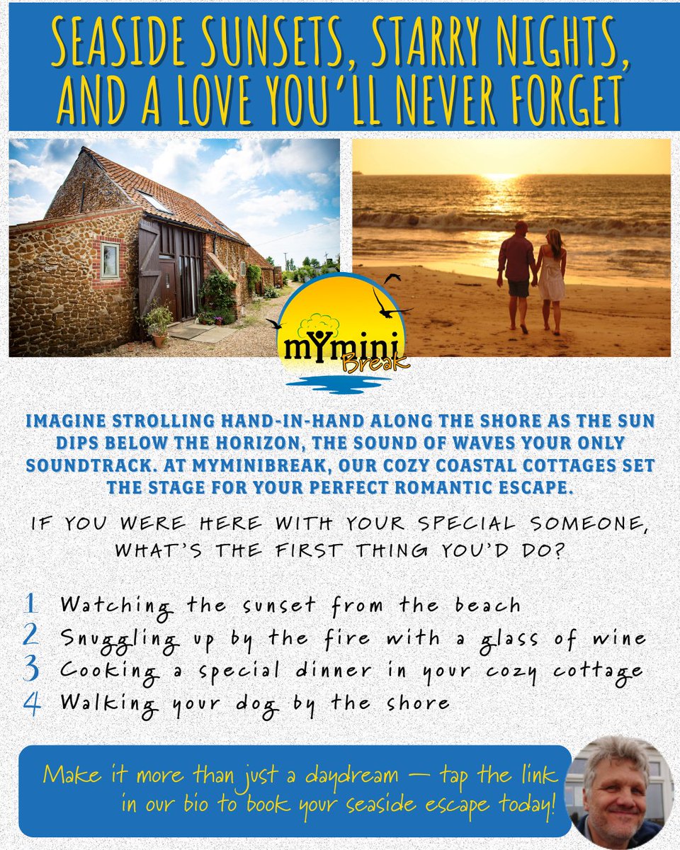 mYminiBreak's tweet photo. Sea breezes, golden sunsets, and cosy evenings by the shore, your perfect Norfolk coastal cottage getaway starts here. π Our coastal cottages near the beach are just moments from the sea.
π Book your coastal escape today (link in bio π) #myminibreak #visitnorfolk https://t.co/Z16qjWlgDR