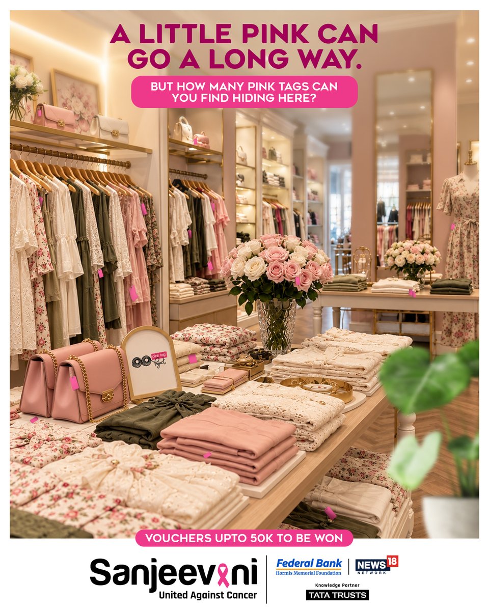 Sanjeevani_Nw18's tweet photo. The Pink Tags are hiding in plain sight!
Spot them all and get a chance to win vouchers worth up to ₹50K!
How to participate:
👀 Spot all the Pink Tags
🔢 Count them
📸 Mark them in the photo
💬 Comment or DM us your answers  

20 lucky winners will be chosen at random, at the sole discretion of Sanjeevani.

T&C Apply: Open to legal residents of India, 18+. Sanjeevani’s decision is final, binding and it reserves the right to modify, suspend or withdraw the contest or change the rules at any time.

#SpotThePinkTag #Sanjeevani #Contest #ContestAlert #ContestIndia