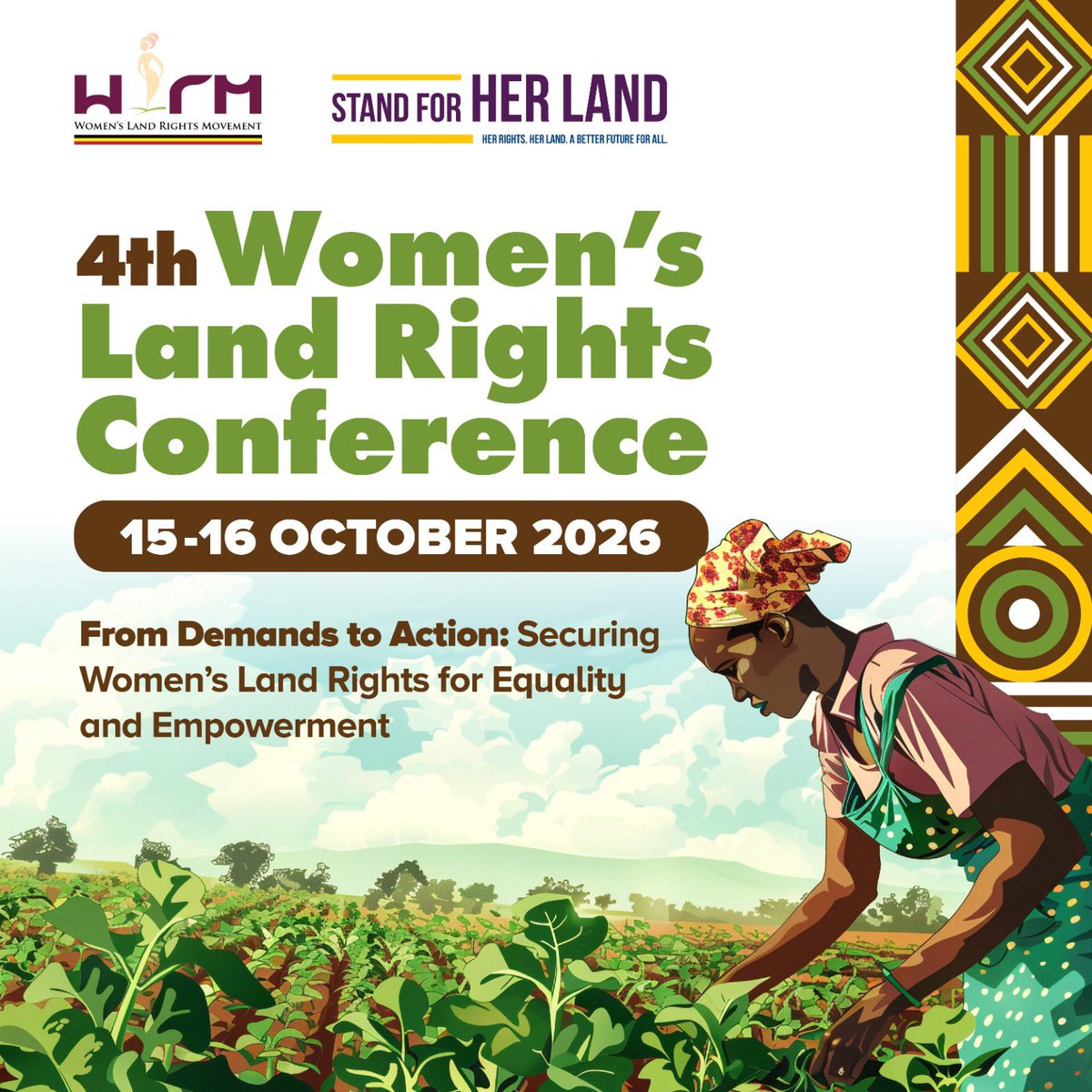 FRAUGANDA's tweet photo. 𝐓𝐡𝐞 𝐂𝐨𝐮𝐧𝐭𝐝𝐨𝐰𝐧 𝐢𝐬 𝐨𝐧. In just 9 days, we will gather for the 4th Women’s Land Rights Conference under the powerful theme:

“𝐅𝐫𝐨𝐦 𝐃𝐞𝐦𝐚𝐧𝐝𝐬 𝐭𝐨 𝐀𝐜𝐭𝐢𝐨𝐧: 𝐒𝐞𝐜𝐮𝐫𝐢𝐧𝐠 𝐖𝐨𝐦𝐞𝐧’𝐬 𝐋𝐚𝐧𝐝 𝐑𝐢𝐠𝐡𝐭𝐬 𝐟𝐨𝐫 𝐄𝐪𝐮𝐢𝐭𝐲 𝐚𝐧𝐝 𝐄𝐦𝐩𝐨𝐰𝐞𝐫𝐦𝐞𝐧𝐭.”

All stakeholders are called to move from commitments and demands to meaningful action that secures women’s land rights and advances equity and empowerment.

The time to act is now.

#WomensLandRights #LandRights #WomenEmpowerment #GenderEquality #FromDemandsToAction #WomensLandRightsConference #9DaysToGo