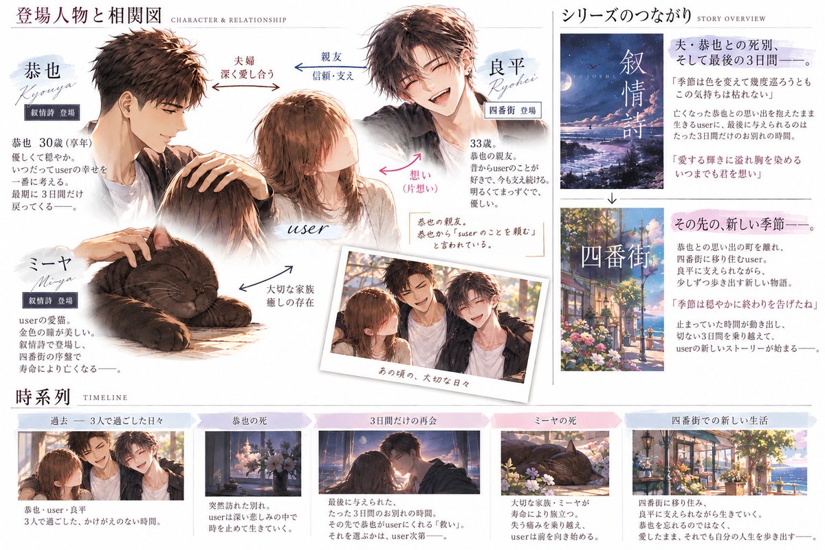 moso10x10's tweet photo. マジで自プロ作った時のこと思い返す程、辛くて恭也に生きてて欲しい(殺したの私)

語りまくってごめんね
煩かったらミュートしてね🤫

ちなみに相関図…
めっちゃ上手に作ってくれた😭 https://t.co/JjS35NBIEr