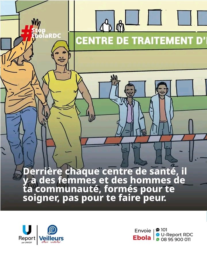 ebwaLepenseur's tweet photo. 🤔 Tu savais que ton centre de santé dispose d’une équipe formée pour t’aider ? 

La prise en charge est gratuite pour tout cas suspect de MVB. 

N’aie pas peur : fais confiance aux soignants. ❤️ 

#StopEbolaRDC
#VeilleursduwebRDC5
#MinistèredelasantéRDC
#INSP https://t.co/68u9Xkh2yj