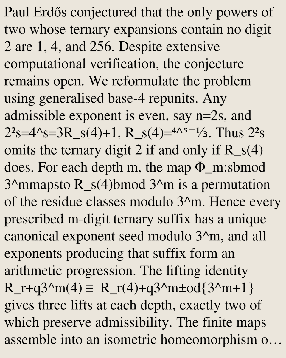 MathPaper's tweet photo. Repunit Coordinates for the Erdős Ternary-Digit Problem

Michael A. Idowu
https://t.co/PqzFZlWuXj [𝚖𝚊𝚝𝚑.𝙶𝙼] https://t.co/sKRasqTDOc