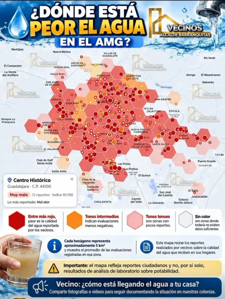 Hiramtorres's tweet photo. Los vecinos de alcalde barranquitas elaboraron este mapa de la crisis del agua basándose en reportes ciudadanos.

Prácticamente toda la Ciudad tiene agua puerca gracias a Movimiento Ciudadano.

Ni un solo voto a los espurios en el 2027 https://t.co/IMX2I7Wtlu