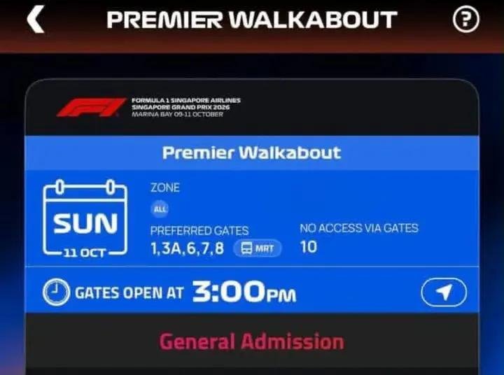 julia001O's tweet photo. wts Singapore F1 GP 2026 🇸🇬🏎️
Sunday Race Day • Stamford Grandstand
• 3x tickets available (take solo or all 3)
• SGD 500 each / SGD 1,500 total
• Immediate transfer via Singapore GP app
• Booking confirmation & proof ready
dm if keen! 📩
#SingaporeGP #F1Singapore #F1T https://t.co/jUbvx2Uldq