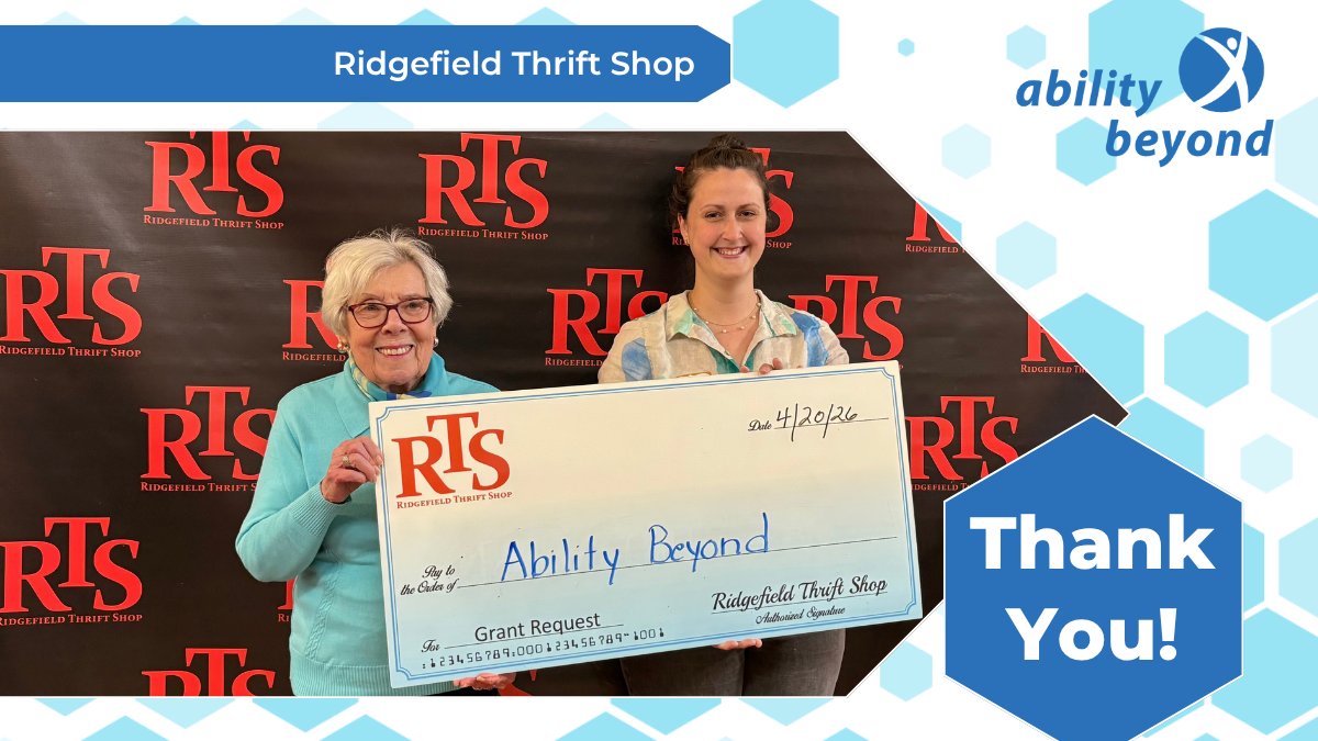 AbilityBeyond's tweet photo. We are so grateful to the Ridgefield Thrift Shop (@RidgefieldShop) for their support! Their commitment to fostering inclusive communities makes it possible for people with disabilities to work where they call home. Thank you to the Ridgefield Thrift Shop for partnering with us! https://t.co/6YmTeBrNcw