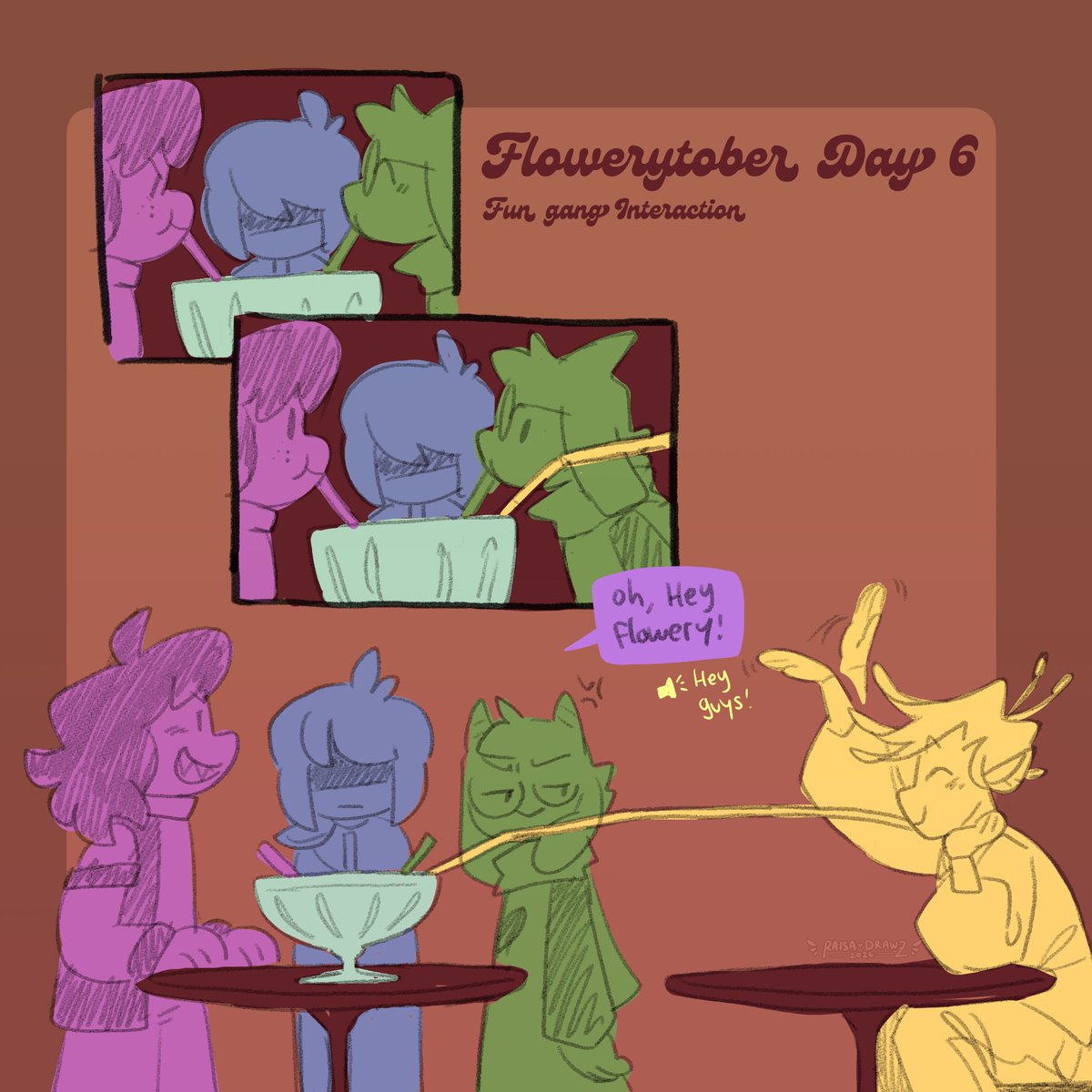 RaisaDrawz's tweet photo. #Flowerytober26 Day 6 - Fun gang Interaction
What is wrong with him pt 2

doing sumn quick again, dont wanna burn myself out
#deltarune #flowery https://t.co/uAlfW56ABP