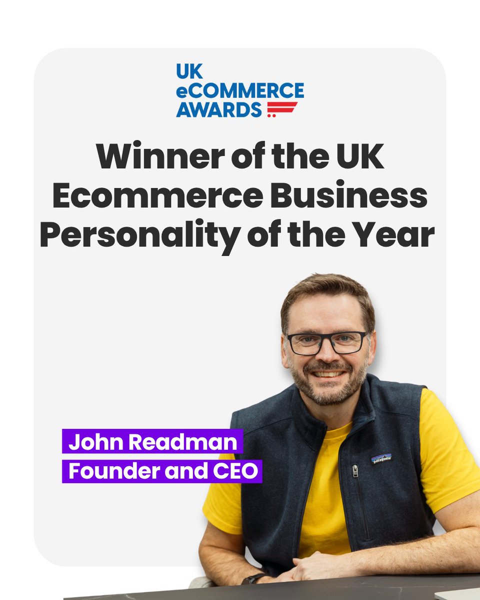InModo25's tweet photo. 🏆 UK Ecommerce Business Personality of the Year 2026: John Readman
 
We're so proud to share that our Founder and CEO took home the award at the UK Ecommerce Awards last week. Huge congratulations, John. Well deserved 👏 https://t.co/d8dIlF6gOi