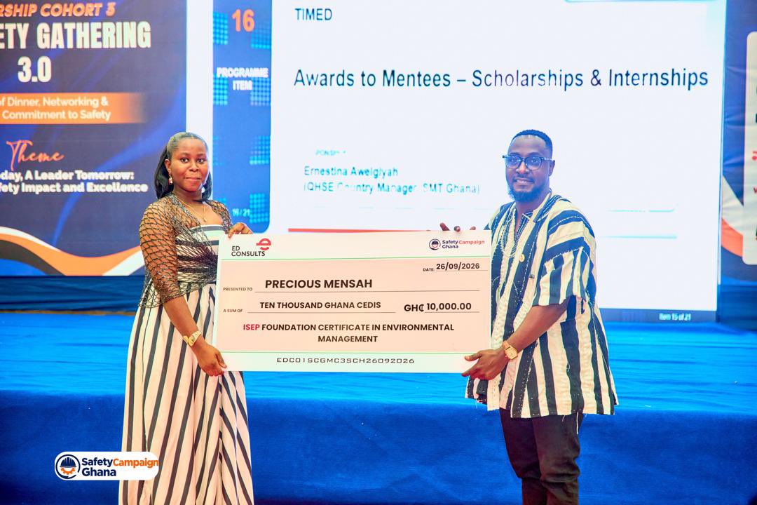 ED_Consults's tweet photo. Congratulations to Precious Mensah, Mentee of Safety Mentorship Cohort 3, on receiving a GHS 10,000 scholarship for the ISEP Foundation Certificate in Environmental Management!

We are proud to support her continued growth and professional development. 

#EDConsults https://t.co/M0ZWp0LrJC