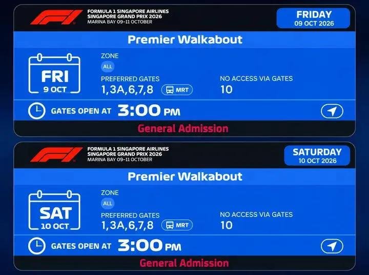 julia001O's tweet photo. wts Singapore F1 GP 2026 🇸🇬🏎️
Sunday Race Day • Stamford Grandstand
• 3x tickets available (take solo or all 3)
• SGD 500 each / SGD 1,500 total
• Immediate transfer via Singapore GP app
• Booking confirmation & proof ready
dm if keen! 📩
#SingaporeGP #F1Singapore #F1T https://t.co/jUbvx2Uldq