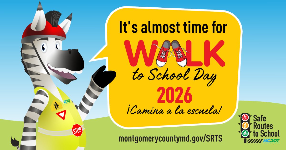 VisionZeroMC's tweet photo. Tomorrow (10/7) is @walkrollschool National Walk and Roll to School Day! Expect more students and families walking.
Like every day, drivers need to watch their speed, keep eyes on the road, and yield to people in the crosswalk to make every trip a safe trip. https://t.co/UsGSaa1uu6