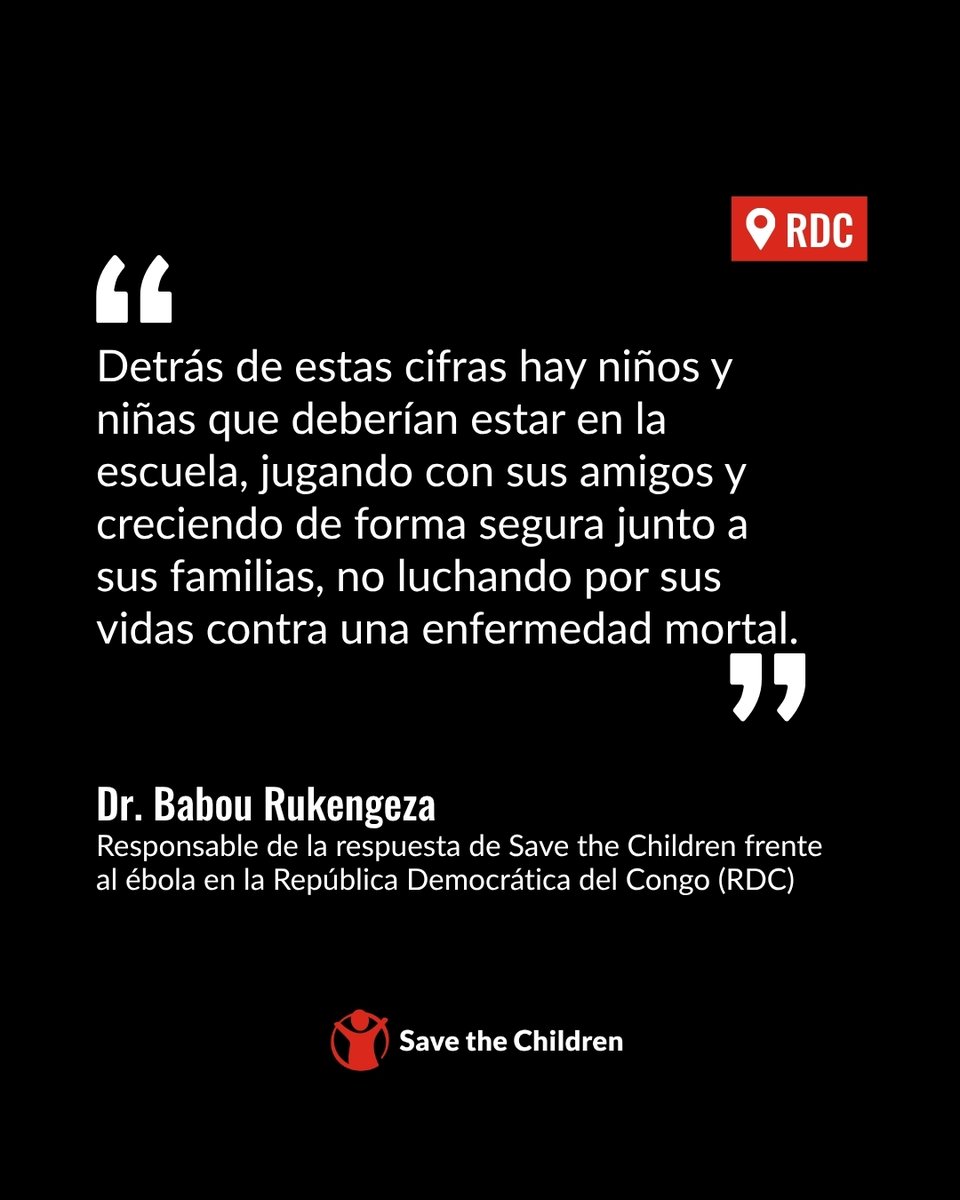 SaveChildrenEs's tweet photo. El ébola sigue avanzando en RDC y la infancia está pagando un precio devastador.
+2.000 niños y niñas han contraído la enfermedad desde mayo y 961 han muerto.
Trabajamos para prevenir contagios, garantizar atención y proteger a la infancia afectada. ❤️
https://t.co/wVDaLf25qG https://t.co/VgDlhq08Oa