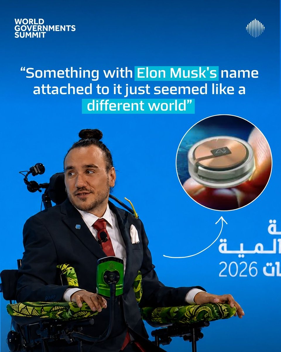 WorldGovSummit's tweet photo. What if you could control a computer with your mind?

Noland Arbaugh @ModdedQuad, the first person to receive a @neuralink implant, shares how the technology changed what he can do after paralysis from the neck down.

From an implant in his skull to controlling a computer with his thoughts, his story offers a glimpse into the future of brain-computer interfaces.

Watch the full conversation - Link: https://t.co/3ODRmO1Gxd