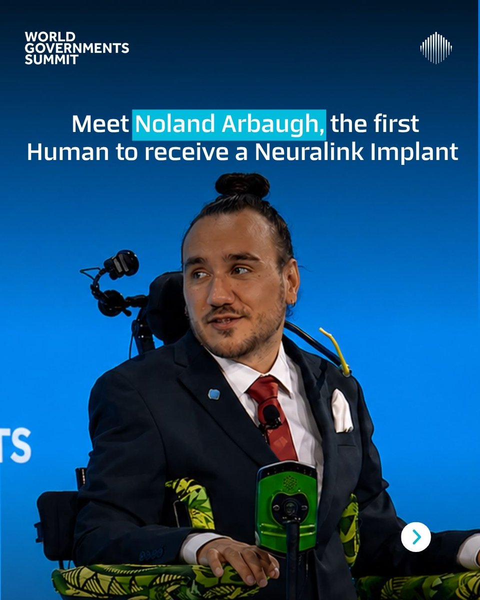 WorldGovSummit's tweet photo. What if you could control a computer with your mind?

Noland Arbaugh @ModdedQuad, the first person to receive a @neuralink implant, shares how the technology changed what he can do after paralysis from the neck down.

From an implant in his skull to controlling a computer with his thoughts, his story offers a glimpse into the future of brain-computer interfaces.

Watch the full conversation - Link: https://t.co/3ODRmO1Gxd