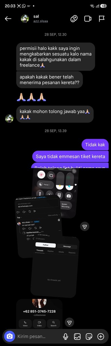 gigischandesu's tweet photo. ‼️PENIPUAN HATI2 JOB FREELANCE ORG INI @noizti TELE: @Mylittlestoreid Wa: 081511598462 FREELANCE IMING2 PESAN TIKET KERETA, JANGAN DIIKUTIN ITU BISA JD TAGIHAN PAYLATER BUAT KALIAN, DATA NAMA-NIK &amp; DATA KONTAKNYA BEDA! DIA MEMAKAI DATA NAMA-NIK SAYA!! #zonauang #freelance #tipu https://t.co/08nmPjqeHJ