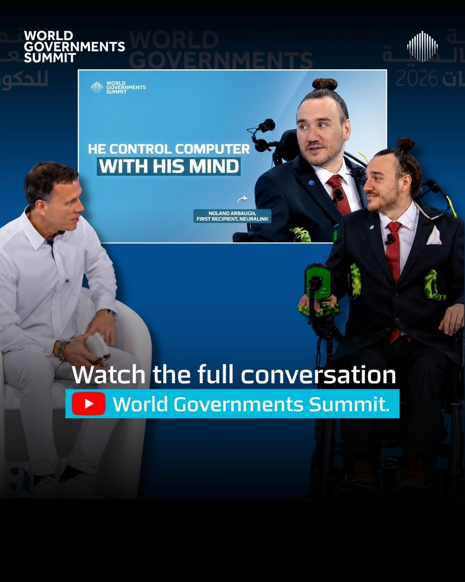 WorldGovSummit's tweet photo. What if you could control a computer with your mind?

Noland Arbaugh @ModdedQuad, the first person to receive a @neuralink implant, shares how the technology changed what he can do after paralysis from the neck down.

From an implant in his skull to controlling a computer with his thoughts, his story offers a glimpse into the future of brain-computer interfaces.

Watch the full conversation - Link: https://t.co/3ODRmO1Gxd