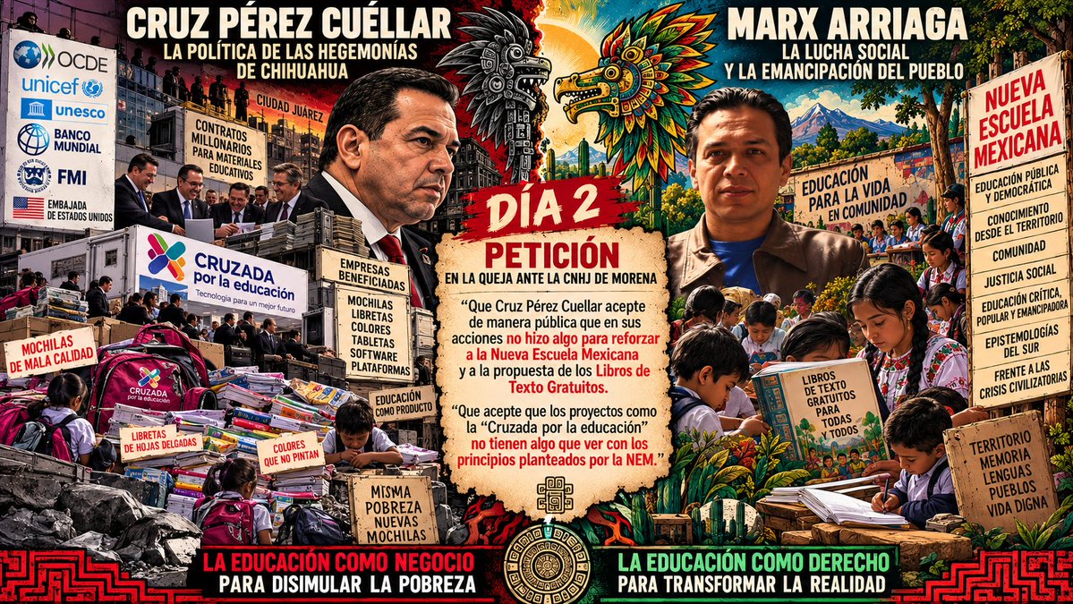 MarxArriaga's tweet photo. ¡Si la propuesta de izquierda no incomoda a los ricos; entonces, no es una propuesta del izquierda! 

Una de las demandas que planteo al @PartidoMorenaMx por las calumnias de @CruzPerzCuellar es:

"Que Cruz Pérez Cuellar acepte de manera pública que en sus acciones no hizo algo para reforzar a la Nueva Escuela Mexicana y a la propuesta de los Libros de Texto Gratuitos. Que acepte que los proyectos como la “Cruzada por la educación” no tienen algo que ver con los principios planteados por la NEM"