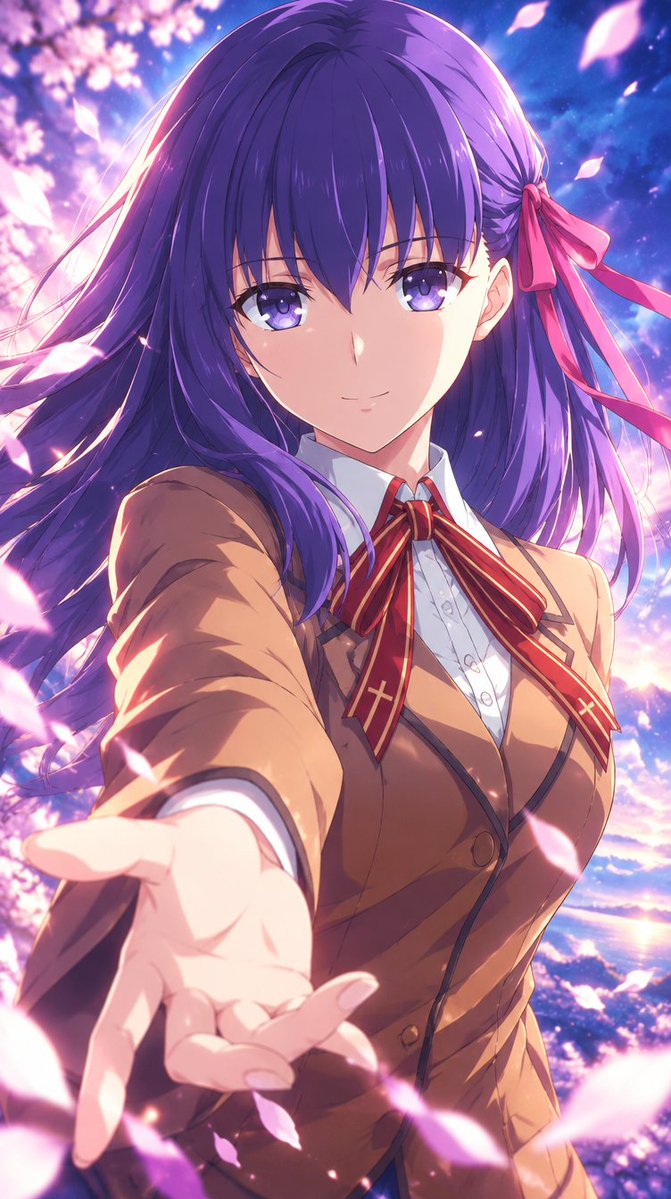 VenegasAran's tweet photo. 🌸 ¡Una dulce sonrisa entre pétalos de cerezo! ✨

 ¿Qué les parece este diseño para fondo de pantalla? 👀👇#FateStayNight #SakuraMatou #fate_sn_anime #AIArt #AIGenerated #AIイラスト #間桐桜 #Fate https://t.co/sWdqt4hvuZ