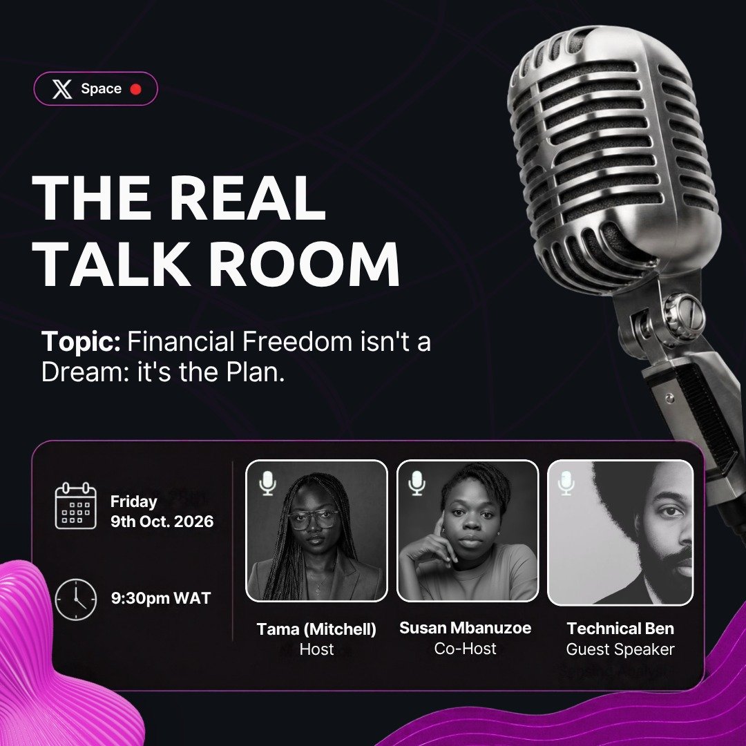 tamarized's tweet photo. Financial freedom isn't a dream: it's the plan.

Do you agree?

We'll be speaking on that this Friday with a guest speaker @TechnicalBben 

🤭Come with your thoughts and questions https://t.co/tne8fVLd26