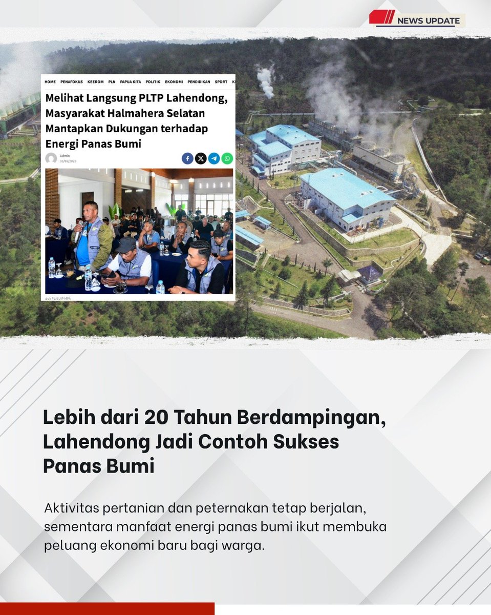 BeritaUnit's tweet photo. Jangan buru-buru melihat panas bumi hanya dari sisi proyeknya. Lahendong membuktikan energi bersih juga bisa menghadirkan manfaat nyata bagi listrik, lingkungan dan ekonomi daerah.
   #berita #darirakyatuntukenergi #bahlillahadalia #esdm https://t.co/Uz76xQCB0c