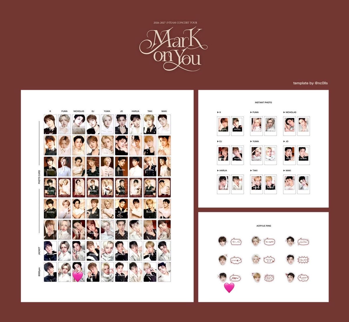 lisaco3619's tweet photo. &amp;TEAM Mark on You トレカ リング 交換

【譲】画像1枚目2枚目
EJ・K・YUMA・JO・MAKI

【求】画像3枚目🩷のもの
特典8000円トレカ（NICHOLAS）
リング(HARUA 顔と文字同種)

郵送希望📮
お気軽にお声掛けください🙇‍♀️

#andTEAM_交換 #andTEAM交換 https://t.co/J0TqDPn18P