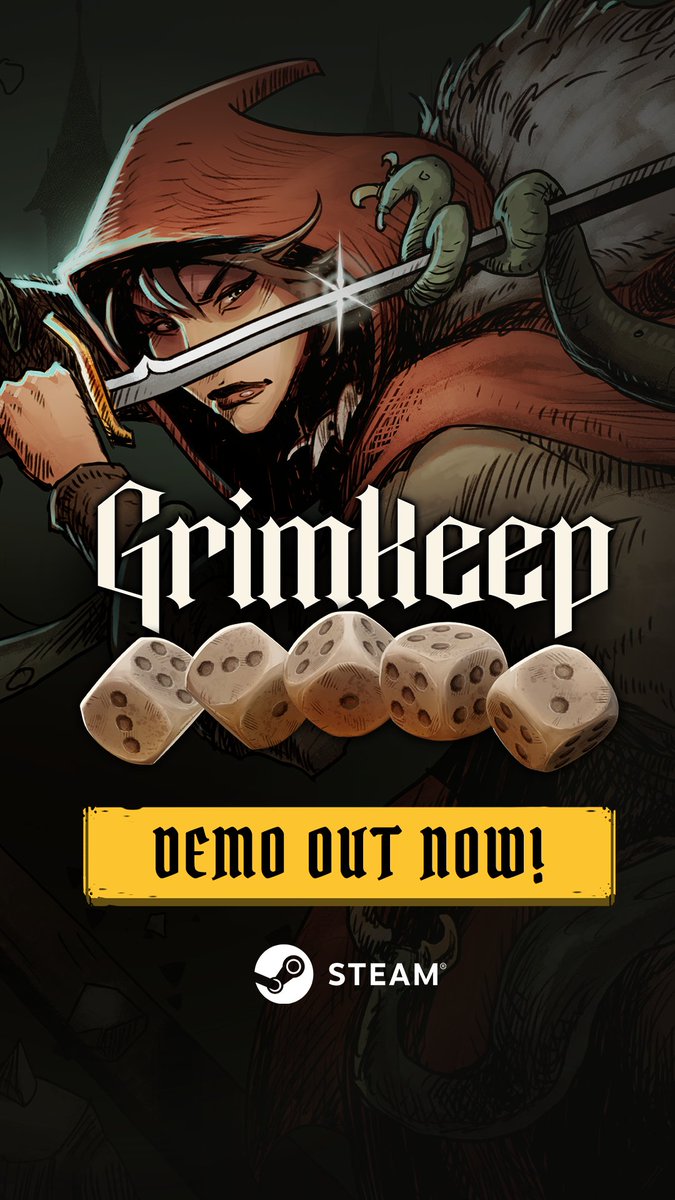 GrimKeepGame's tweet photo. Big news for our roguelite dicebuilder Grimkeep!

🩸 Demo out now on Steam
🩸 Release date: November 30, 2026
🩸 Coming to Steam and PlayStation
🩸 Steam Next Fest Oct 19-26

Play now: https://t.co/9fvp9G1cjS

#steam #roguelike #deckbuilder #demo #playstation https://t.co/KNWMRFxD0x