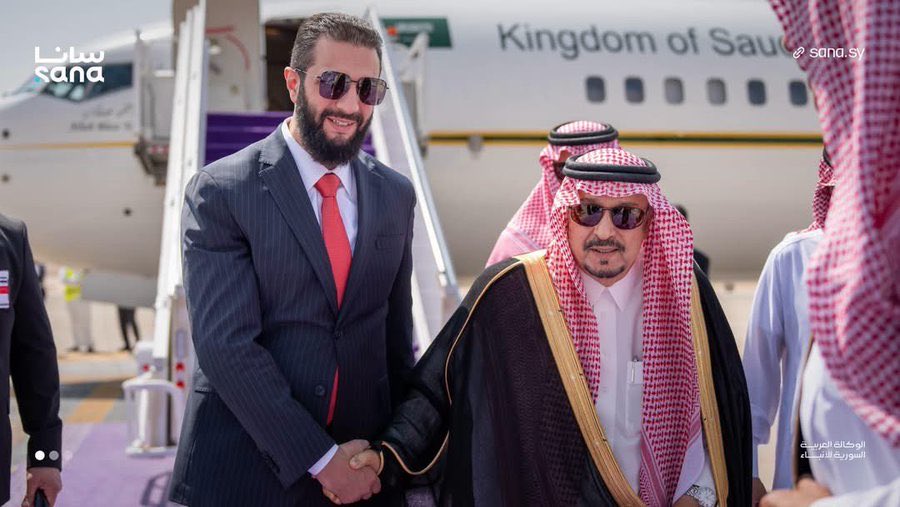majedalkhalda's tweet photo. رئيس أحمد الشرع يصل إلى العاصمة السعودية الرياض، https://t.co/ORAp661FeM