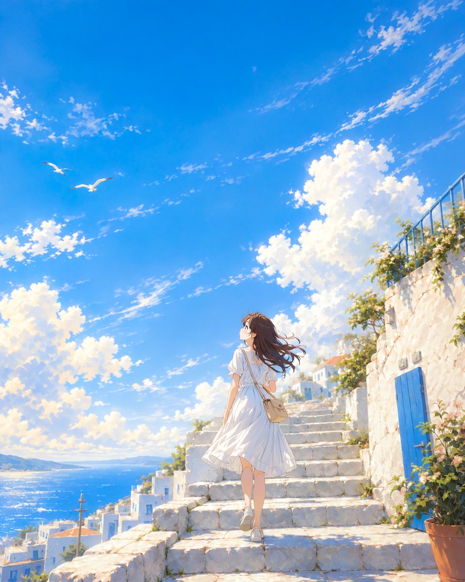 hiro_aiworks's tweet photo. 海の見える街で
#AIイラスト #AIart https://t.co/xBilDM3dm7