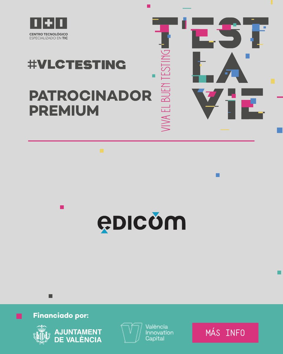 ITI_TIC's tweet photo. Cuando miles de datos viajan entre empresas y sistemas, un error de integración puede convertirse en un problema de negocio.
En #VLCTESTING2026 contamos con EDICOM como patrocinador premium.
EDI, facturación electrónica y automatización para reducir errores y mejorar la fiabilidad de los procesos.
🎟️ Entradas: https://t.co/3wWW7dTaQ8
#SoftwareTesting #CalidadSoftware #TransformaciónDigital