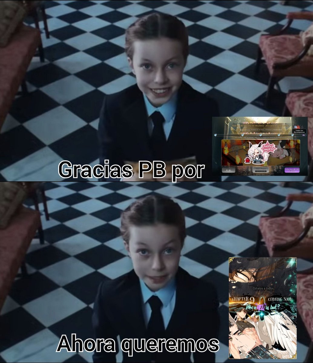 MaiK_Gss's tweet photo. @ManiaTasu8420 Jaja ese meme le quedó super bien 😆 y siii, que PB ya saque el cap 9 que su evento nos lo acabamos muy rápido 💪 https://t.co/HUZN397lMq