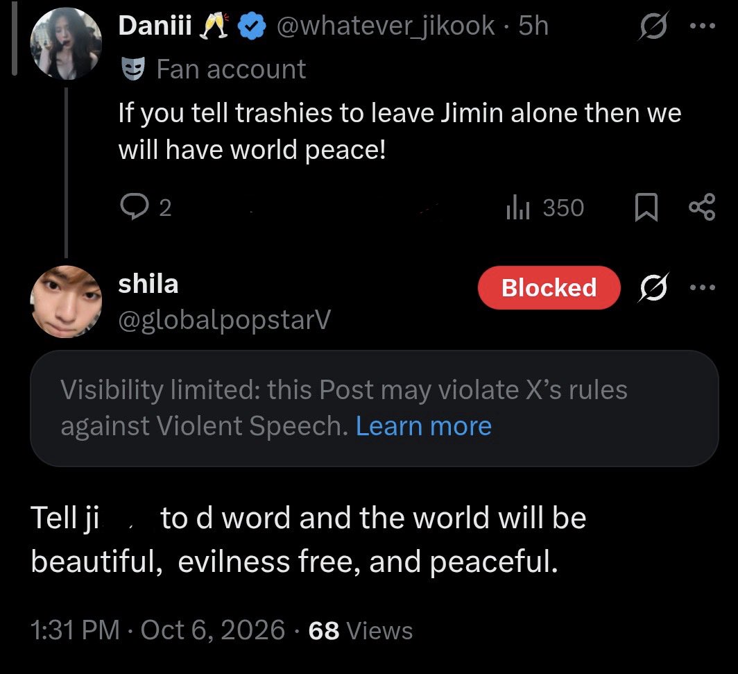 Jiminreport_'s tweet photo. 🚨 REPORT

free 🐥 from these pathetic taekookers who are so consumed by a fandom ship that they encourage harm against a real person. no fictional pairing justifies this harassment. please report the account for violent speech and do not interact.

🔗 https://t.co/gKdnARj06e
permanent: https://t.co/mcAnu63FcV