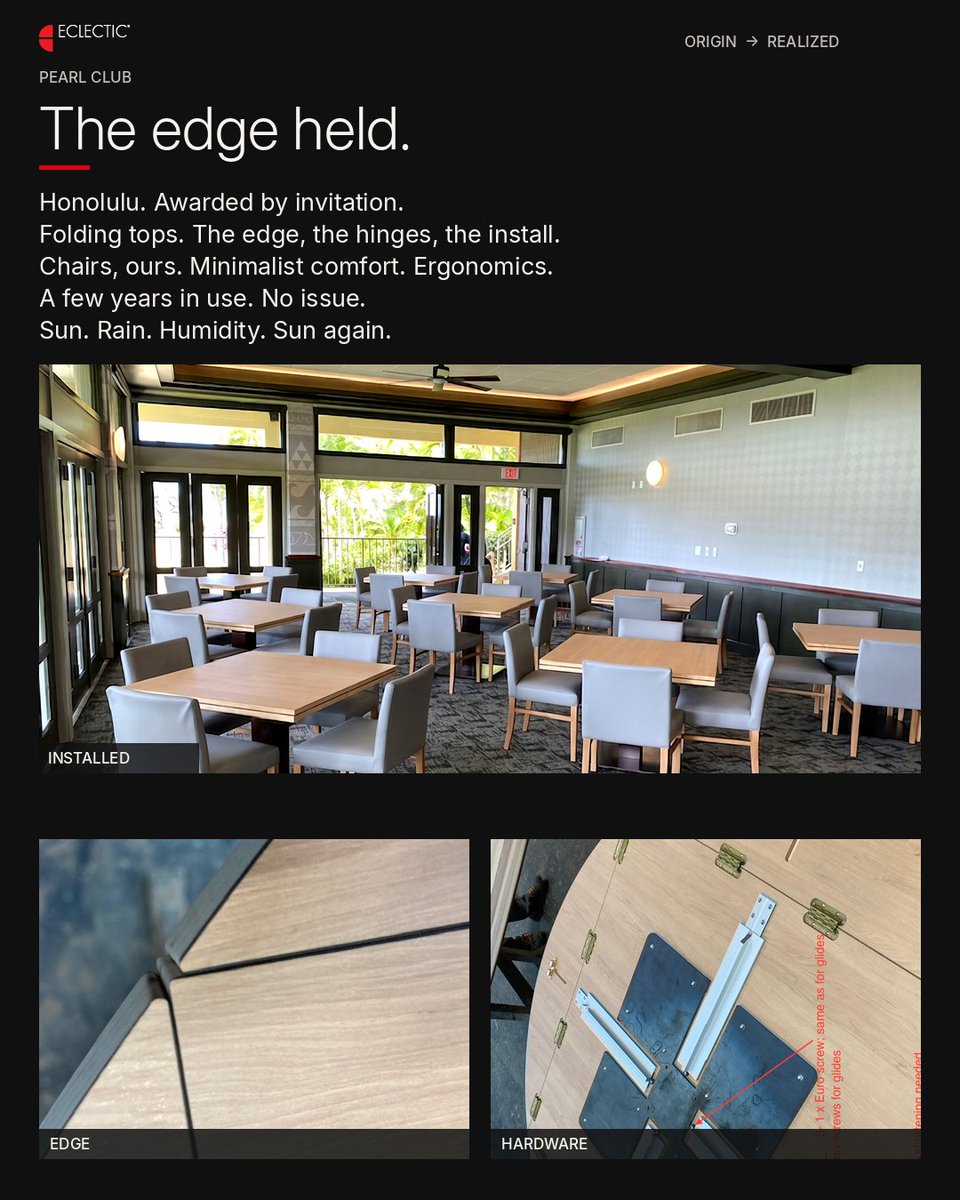Eclecticfacts's tweet photo. #PearlClub #Honolulu #PearlHarbor #Eclectic #OriginRealized #TheEdgeHeld #MapleFrames #CustomChairs #CustomTables #HospitalityDesign #InteriorArchitecture #ContractFurniture #HawaiiDesign #DesignSpecification #ArchitectsOfInstagram https://t.co/RlbqYUufrP