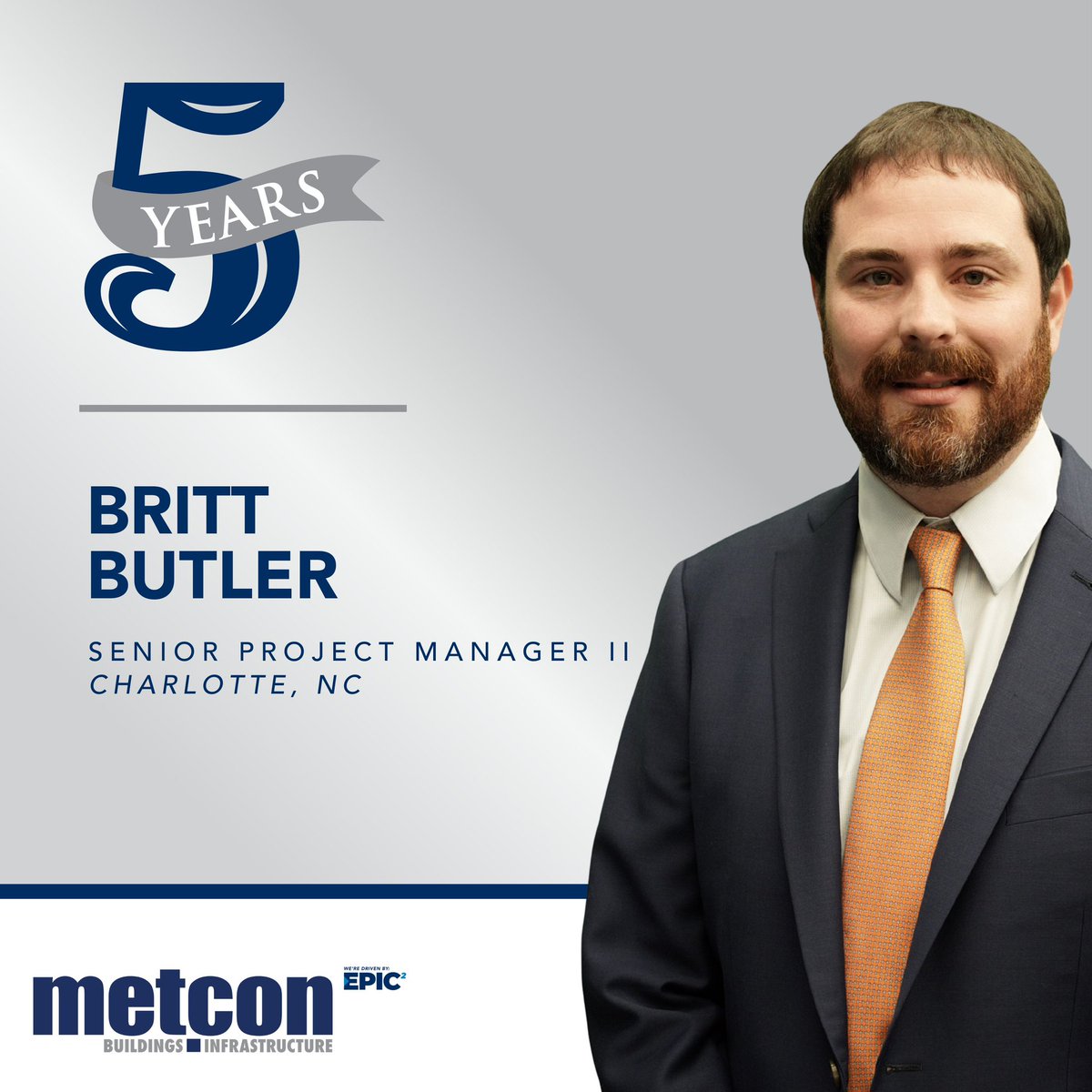 MetconConstruct's tweet photo. Congratulations to Britt Butler, Senior Project Manager II, on this milestone. We appreciate his leadership, dedication, and continued contributions to our Charlotte team.

#Metcon #TeamMetcon #EmployeeMilestone https://t.co/s78OZFZOEb