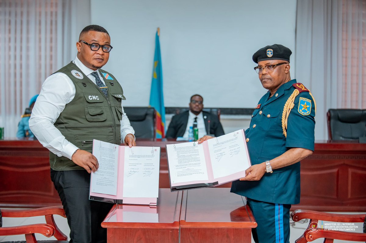 CNCALPC's tweet photo. Sécurité &amp; Traçabilité des armes en RDC :

Signature ce mardi 6 octobre 2026 d’un protocole d’accord historique entre la CNC-ALPC et BCN-INTERPOL, sous l’égide du VPM de l’Intérieur et Sécurité.

​#RDC #SecuriteRDC #INTERPOL #CNC_ALPC #Paix #iARMS https://t.co/P3yLyg4mU6