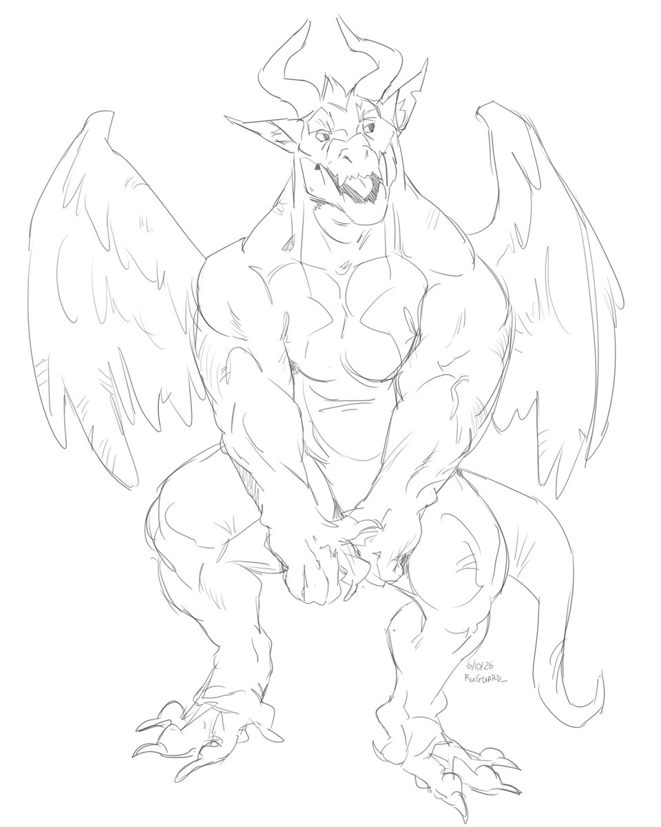 RuGuard_'s tweet photo. I couldnt skip on gargoyle day for weretober since my first OC is a gargoyle himself
Im happy with the result, I was not thinking too much when drawing, maybe it helps https://t.co/SYIZBbOOqI