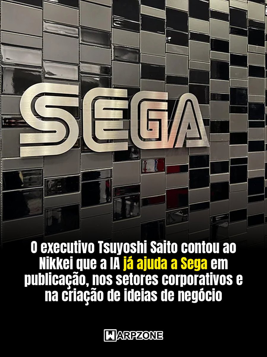 WarpZoneMe's tweet photo. Sega diz que a IA não vai criar seus jogos. O executivo Tsuyoshi Saito contou ao Nikkei que a empresa usa a tecnologia em publicação e áreas corporativas, mas segue cautelosa no desenvolvimento, após a polêmica com Crazy Taxi World Tour.

#Sega #IA #WarpZone https://t.co/SJsOxpPl0O