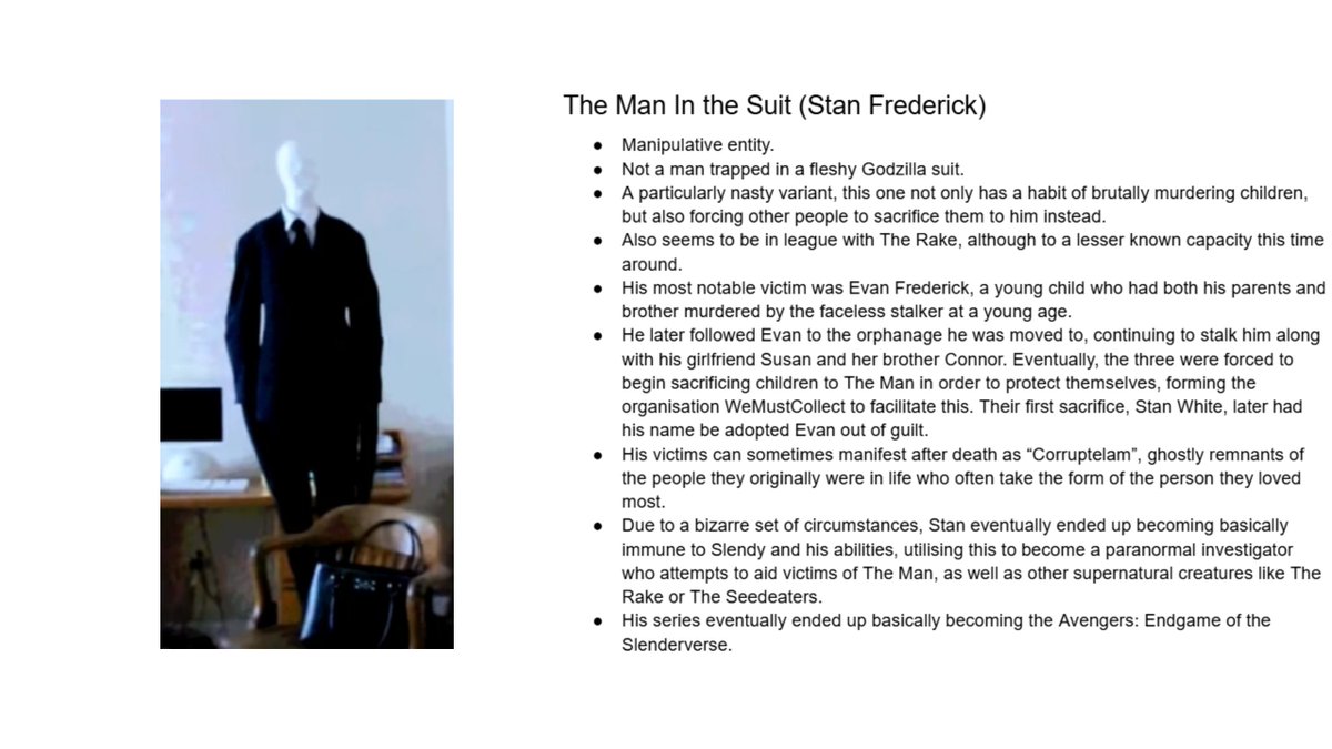 Madman_Marzipan's tweet photo. Because people seemed to get a kick out of this, I decided I'd give it another go but with a couple of fan-made versions of Slender Man, some iconic and some underrated that I think deserve more love.

Whilst they aren't legally official, they're still great in their own right https://t.co/Xjo978s0Jv