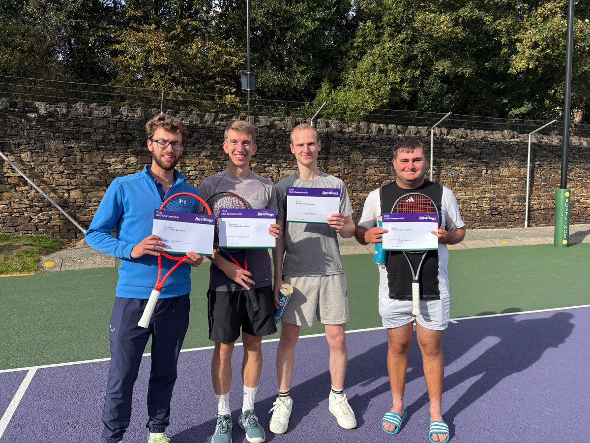 RustlingsLTC's tweet photo. There was some incredible tennis in the women's doubles final which saw Laura🏆 &amp; Wodu 🏆become champions in a deciding championship tie break against Frankie &amp; Mischa, while the mens doubles title went to Billy🏆 &amp; James 🏆 in two action packed sets against Will &amp; Rob. https://t.co/X0fEx7J0Is