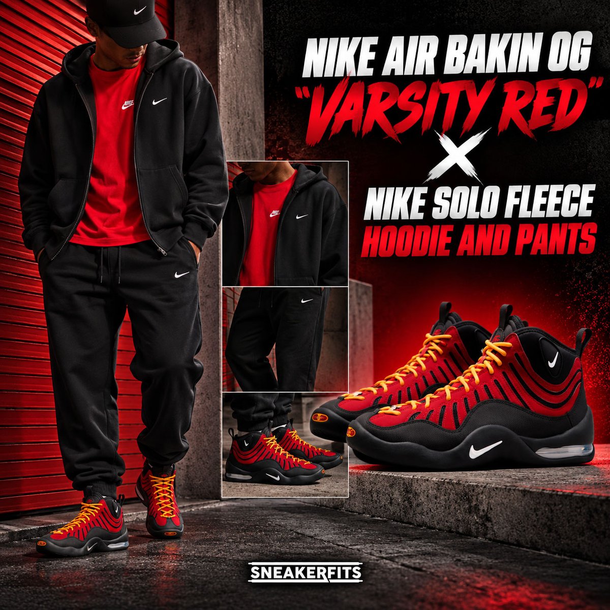 SneakerFitsCom's tweet photo. Nike Air Bakin OG “Varsity Red” outfit ideas 🔥

See matching Nike apparel and complete outfit combinations featuring Nike Club and Solo Fleece styles.

See the full outfit guide:
 https://t.co/t7wZjAxjXu

#NikeAirBakin #SneakerFits https://t.co/H6c6w6Jiba