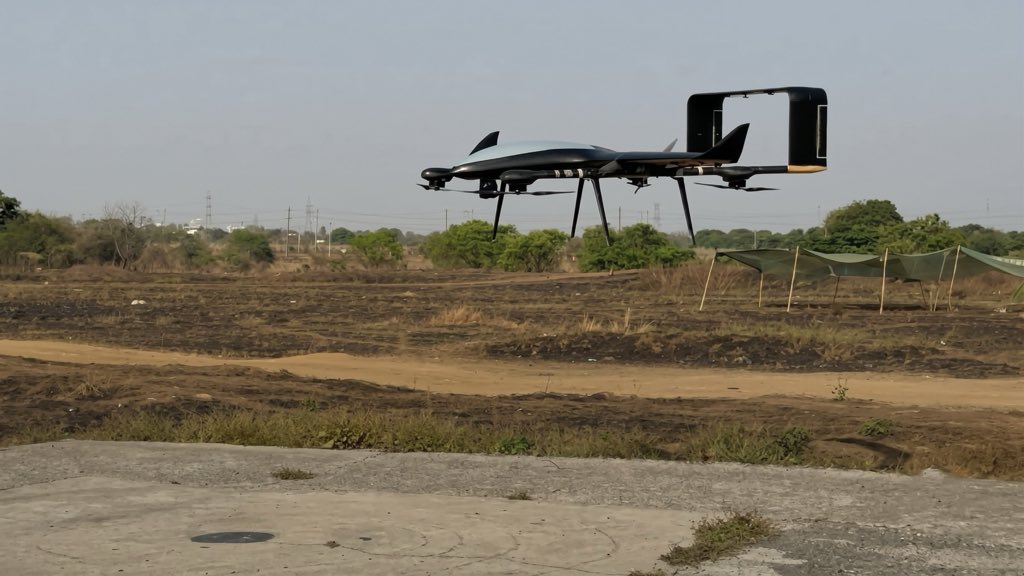 ShivanChanana's tweet photo. India’s @ideaforge_tech unveils ZOLT Hybrid and ZOLT UCAV.

The Hybrid offers 6+ hours of surveillance, while the UCAV is designed for tactical precision strikes.

Operationally, these drones could help Indian forces track enemy movements, direct artillery fire and operate despite GPS jamming.

A significant step towards EW-resilient drone warfare.