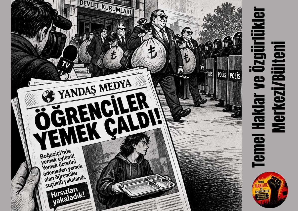 TemelHklrResm9's tweet photo. Temel Haklar ve Özgürlükler Merkezi/Bülteni:

Günün Karikatürü;

AKP Bürokratları Milyarlarca Lirayı Zimmetine Geçirdi...
Bunu görmezden gelen yandaş basın, Boğaziçi Öğrencilerinin yemekhane ücretlerini protesto eden eylemlerini "Öğrenciler Yemek Çaldı!" başlığıyla haberleştirdi. https://t.co/IJpaRvhZmL