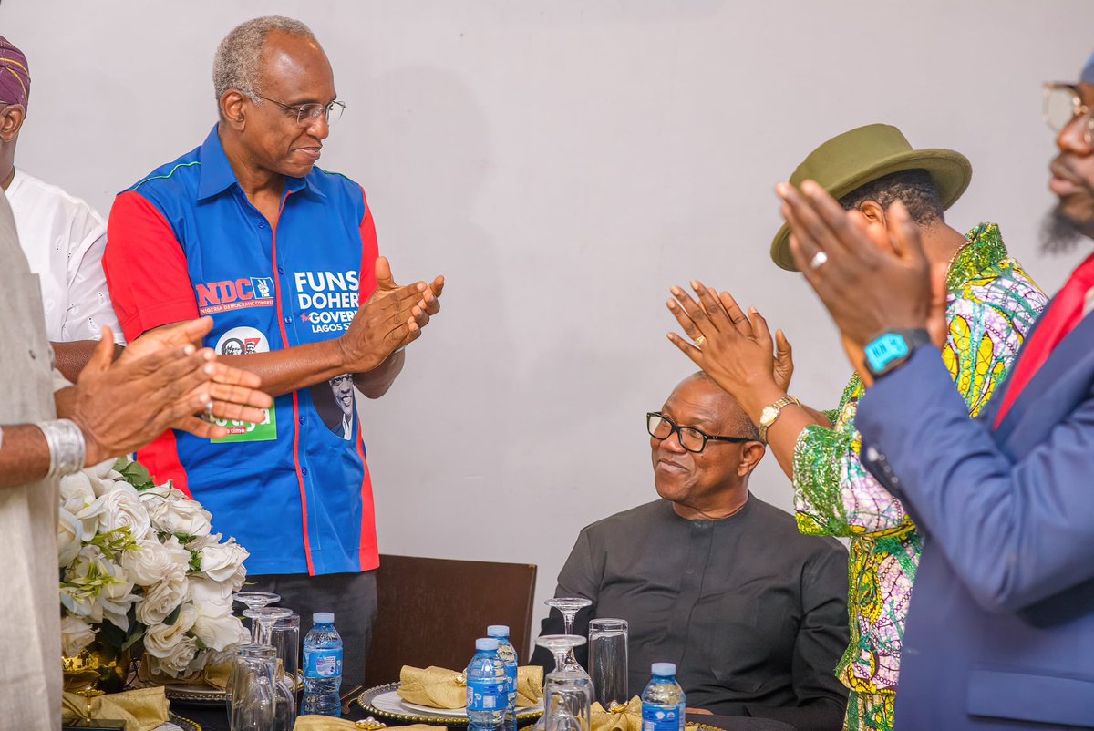 funsodoherty's tweet photo. I spent Sunday evening with His Excellency, @PeterObi and other NDC Lagos Candidates hosted by the incredible members of the Obidient Movement Lagos.

One thing is clear: We share one mission: to build a country and city that work for the people who live here every day.

I remain grateful for the vision and leadership of our presidential candidate. I appreciate all those who show up with conviction and all those who worked behind the scenes to make the evening possible.

The work continues and together, we move.

FD

Ó ti yá.