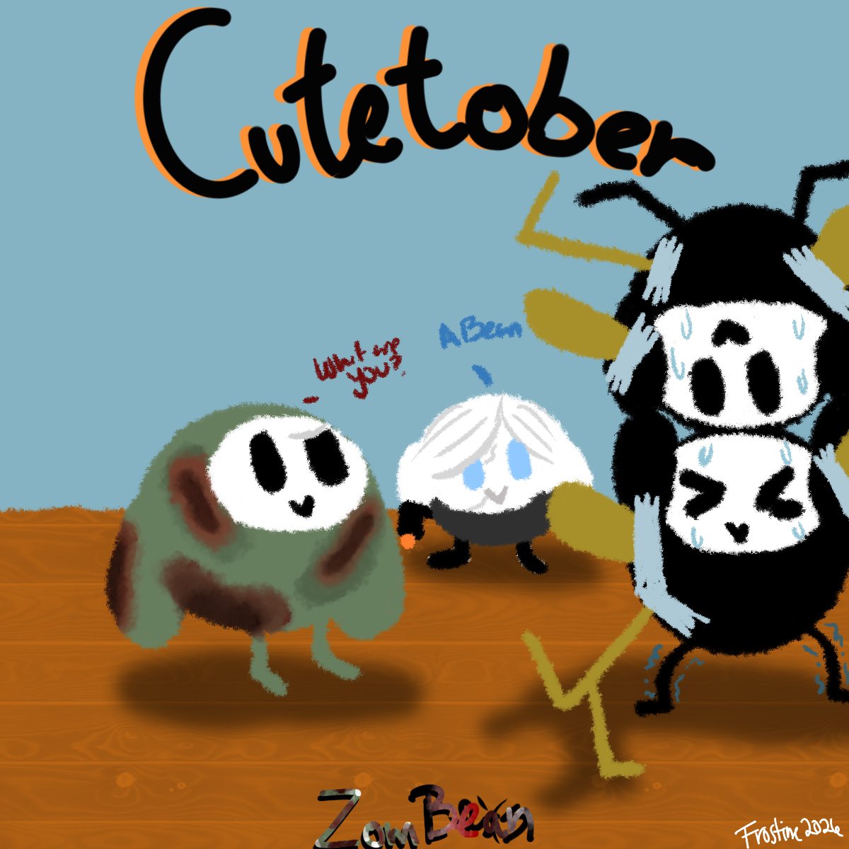 LazyFrostine's tweet photo. Day 6: ZomBean- Two Beans saw ResiEvil the other week and Riri is confused #reaperbeans #cutetober26 #reaper76 #overwatchfanart #r76 https://t.co/FQ5GRrfLMR