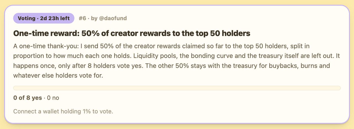 Daofundfun's tweet photo. 10 sol pay out. Rookie numbers. 

1000 sol pay out = interesting. 

New proposal is live. Don't forget to votes! https://t.co/LurOFCsjKi